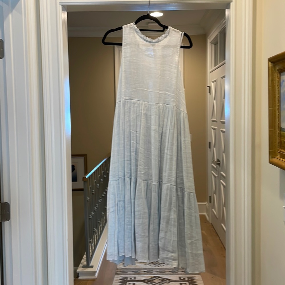 The Plavate blue silk dress with slip